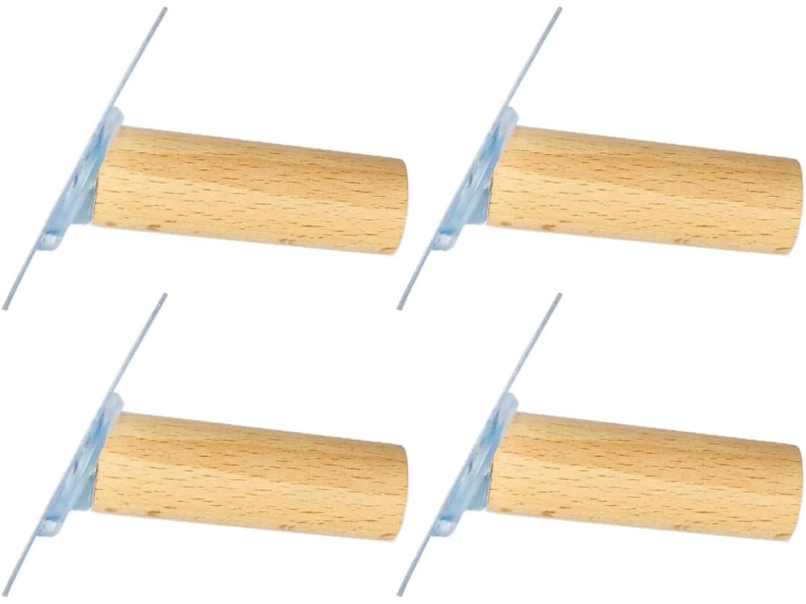 Juego De 4 Ganchos De Pared De Madera Maciza Para Toallas Y Sombreros