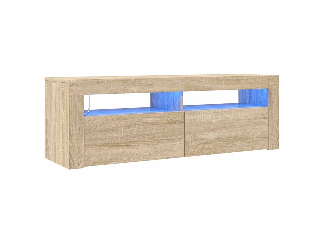 Mueble de TV con luces LED, Roble Sonoma, MAISON EXCLUSIVE (120x35x40 cm)