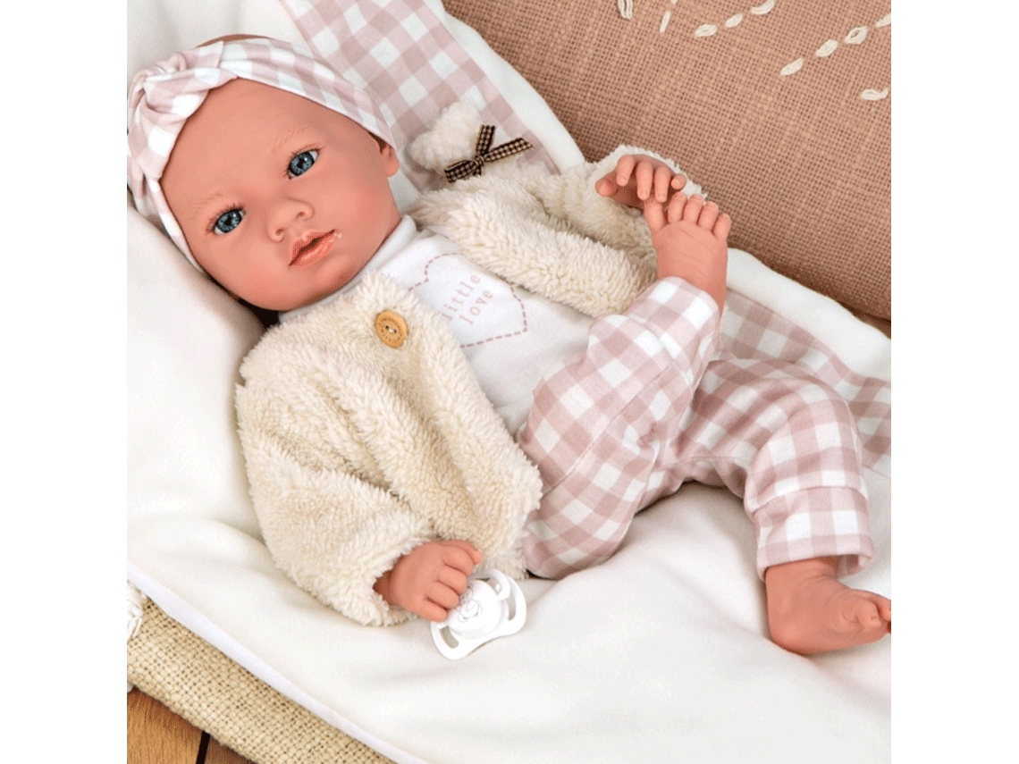 Muñeca Elegance Rosa A Cuadros Con Cojín 40 Cm Arias 60824