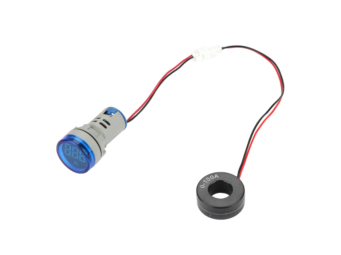 Medidor De Corriente Alterna Digital 0-100a Con Indicador Led Y Luz De Señalización Azul.