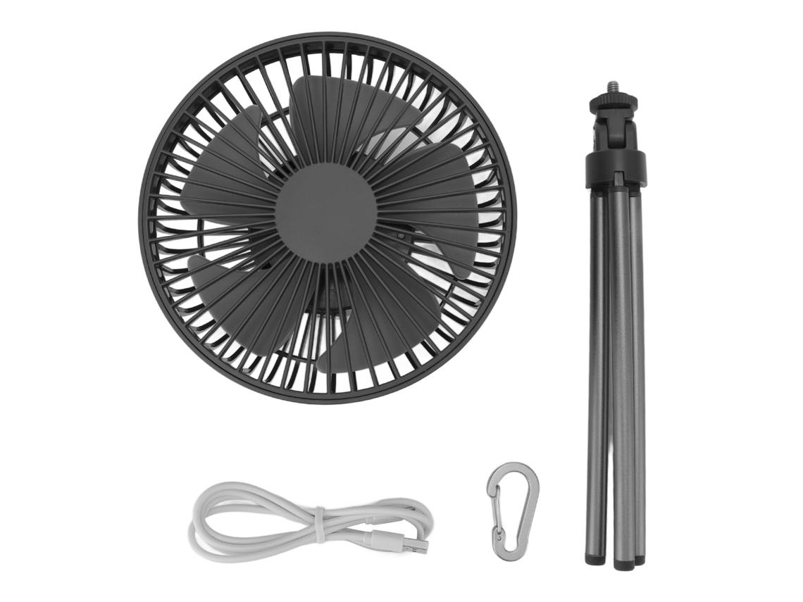 Ventilador portátil recargable con trípode flexible para cochecito de bebé - Gris