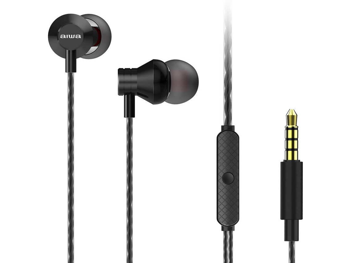Auriculares con Cable AIWA ESTM-50BK (In Ear - Micrófono - Negro)