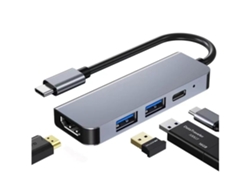 Concentrador USB multifunción 4 en 1 tipo C, HDMI 4K/30 Hz, PD3.0, adaptador de carga rápida de 87 W, para oficina, escuela, hogar, viajes, color gris USHION
