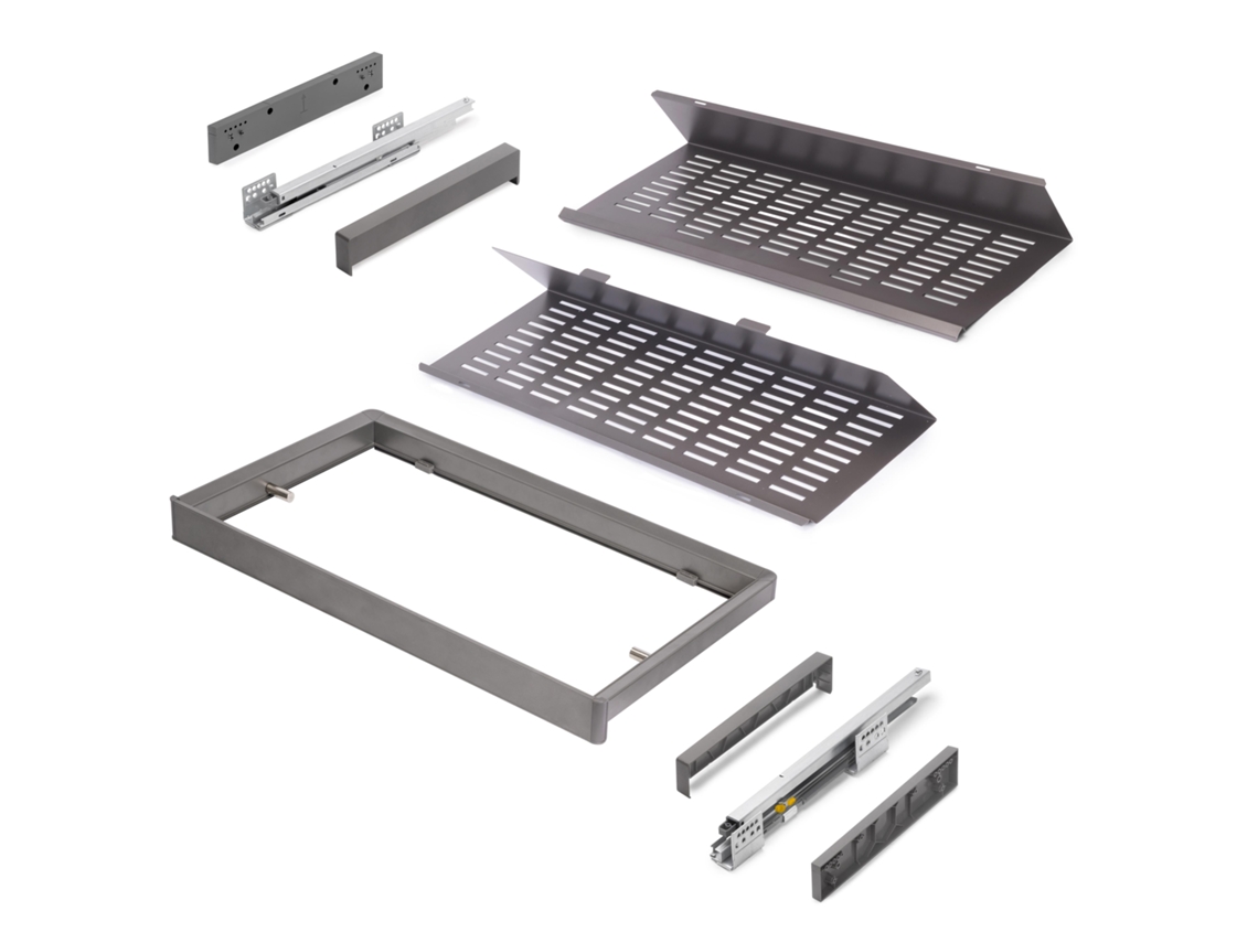 Emuca Kit De Cajón Zapatero Extraíble Para Armarios Quartz, Regulable, Módulo 800mm, Acero, Aluminio Y Plástico, Titanio