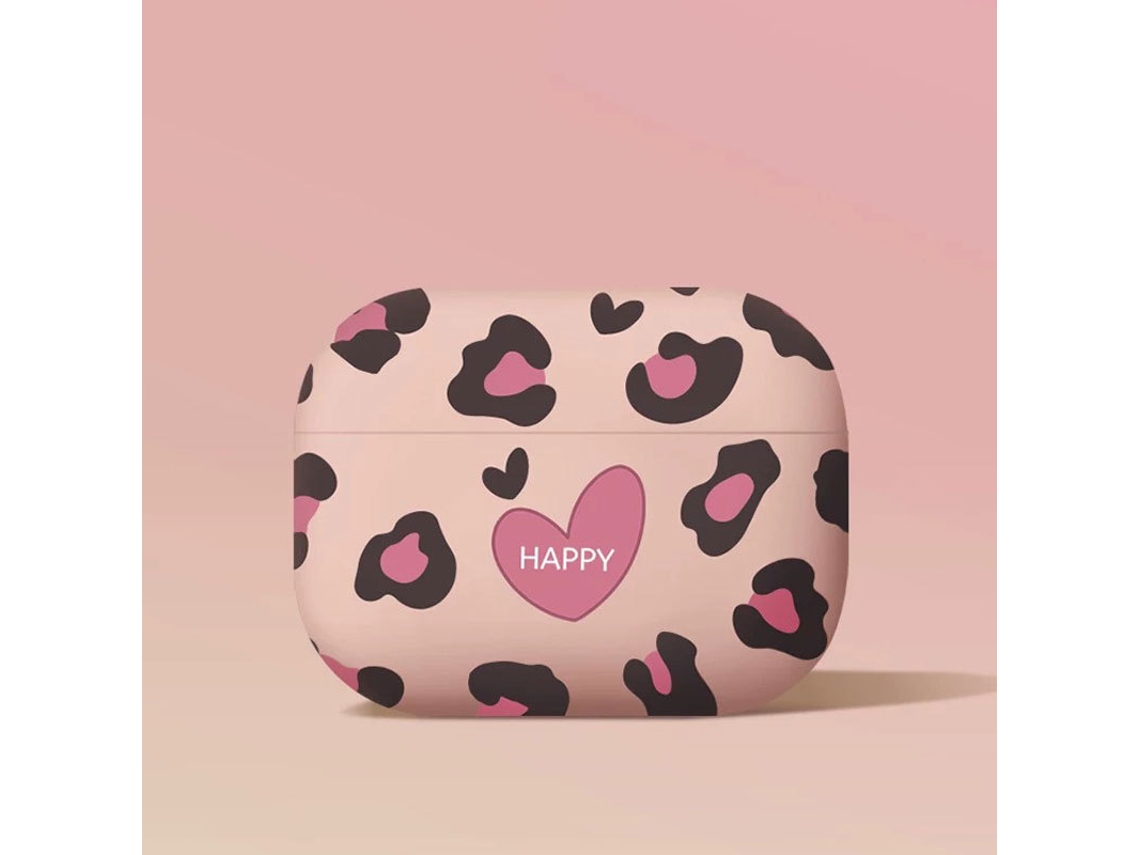 Funda protectora para auriculares Airpods 4, protección completa (estampado de leopardo rosa) Czhhmart