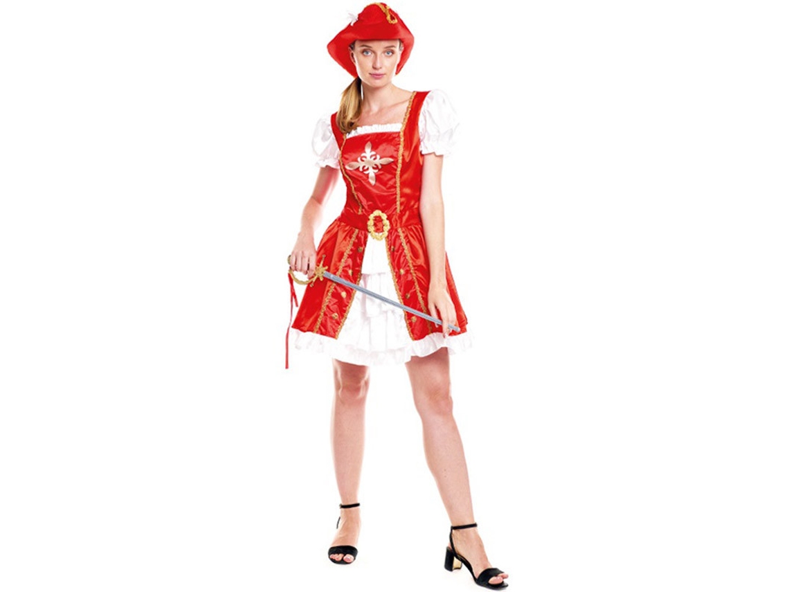 Disfraz de Mujer PARTILANDIA mosquetero rojo vestido (Tam.: L)