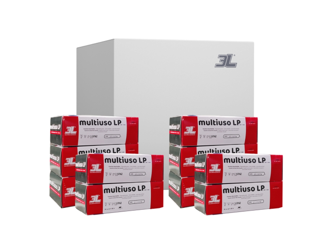 Pak 10 Cajas Guantes De Latex Extra Fuertes Multiuso Lp 50 Uds (Talla Xl) 3L INTERNACIONAL