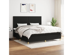 Cama Box Spring Con Colchón Tela Negro 200x200 Cm