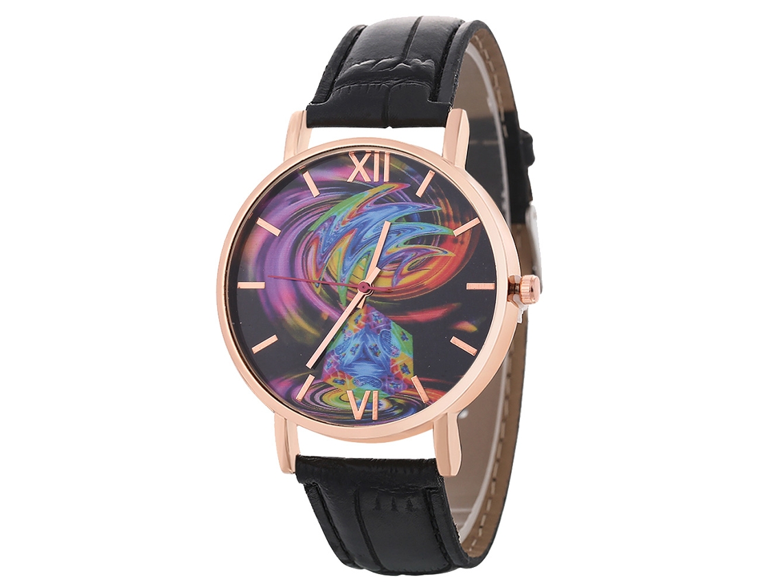 Reloj De Pulsera Analógico De Cuarzo Redondo Y Moderno De Color Negro Para Hombre Y Mujer.
