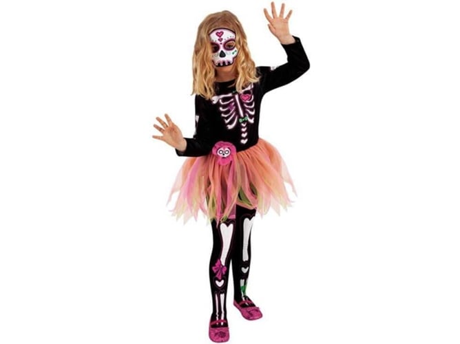 Disfraz de Niña DISFRAZZES Catrina Con Tutú Rosa (Talla: 5 a 7 años)