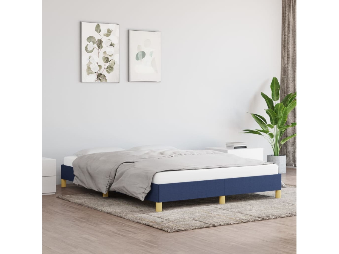 Cama Sin Colchón Tela Azul 140x200 Cm