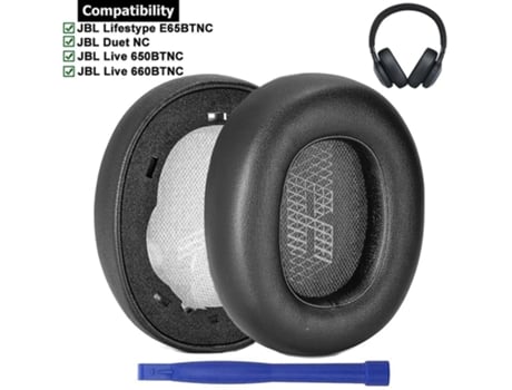 Almohadillas para auriculares JBL Lifestyle E65BTNC Live 650BTNC Tune 660BTNC Duet NC con cancelación de ruido, color negro VENISYMLIS