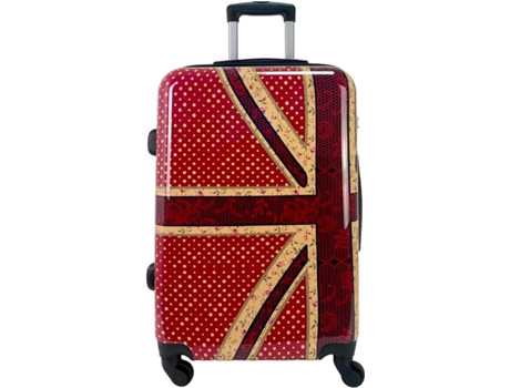 Maleta de Viaje Mediana Equipaje para Viajar en avión 4 Ruedas giratorias candado de combinación (Mediana - Inglaterra - Rojo) COSHANO