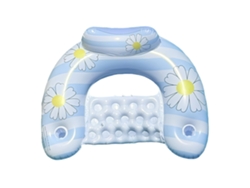 Silla Inflable Para Piscina Con Portavasos Y Respaldo Juguete Para Fiestas En La Piscina Con Rayas Azules. Siurn