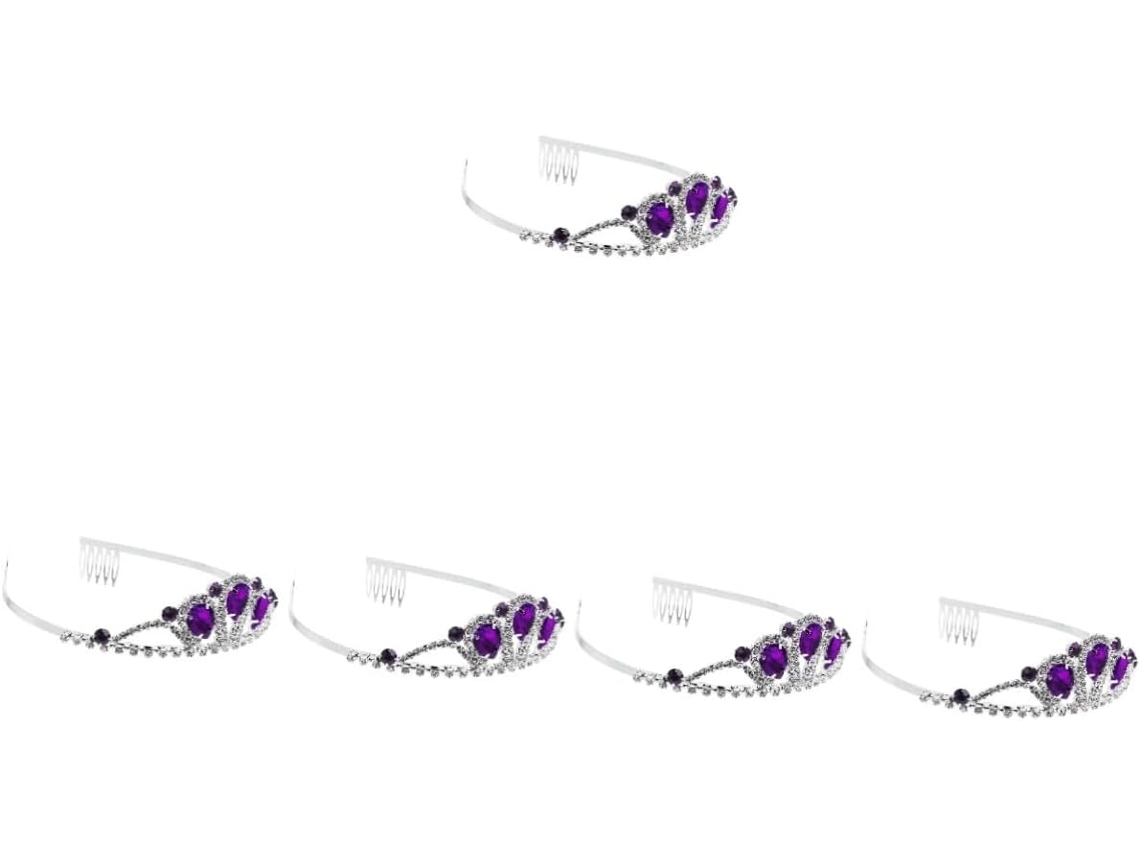 Juego De 5 Exquisitas Coronas De Diamantes De Imitación Para Encantadores Banquetes Nupciales.