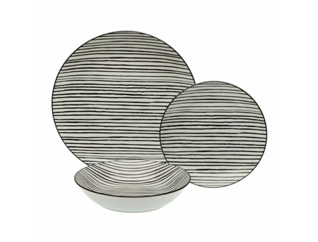 Set de Vajilla VERSA Black Line (Negro - Porcelana - 18 Piezas)