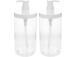 De 2 Frascos De Viagem Recarregáveis Com Bomba Dosadora, Transparentes, De 1000 Ml, Em Plástico Sólido.