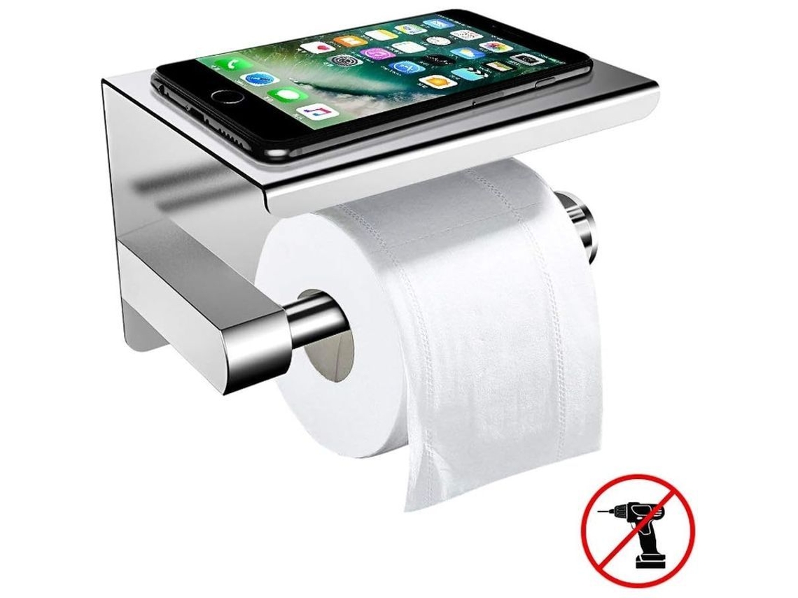 Soporte Para Papel Higiénico Con Estante, Autoadhesivo 3m, No Requiere Perforación, Acero Inoxidable, Montaje En Pared.