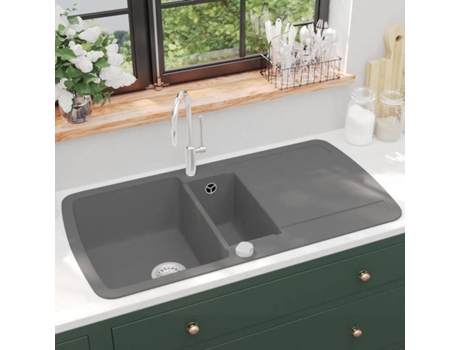 Fregadero VIDAXL con Dos Senos de Granito Gris (960 x 500 x 310 mm)