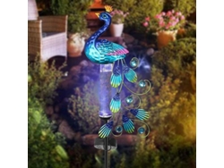 Medidor de Chuva Solar À Prova D'água, Luz de Jardim Pavão Decorativa com Painel Solar