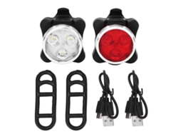 Luz LED recargable USB de 650 mA para bicicleta Rebe-Luz, delantera y trasera, juego rojo y blanco, luz de advertencia de seguridad.