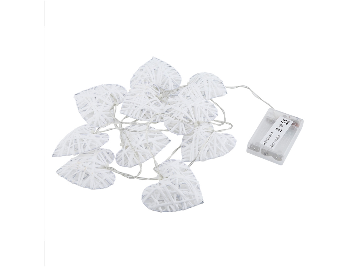 Rebe-10led Luzes de Cordão Românticas em Formato de Coração com Bolas de Rattan para Decoração de Casa e Festas