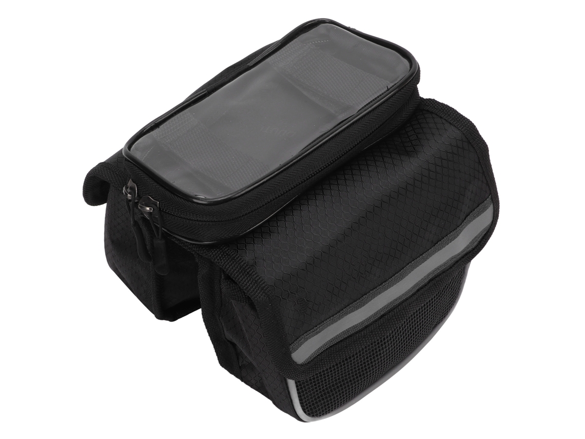 Bolsa Para Cuadro De Bicicleta Con Malla Tpu Sensible Y Tira Reflectante Para Teléfonos Móviles De 3,5 A 4,8 Pulgadas - Negra