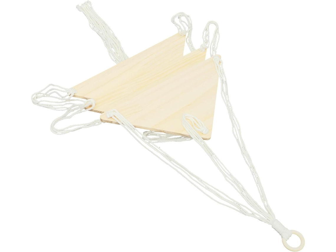 Estantería Colgante De Macramé Bohemio De Algodón Y Madera, Soporte Decorativo Triangular De 3 Niveles.