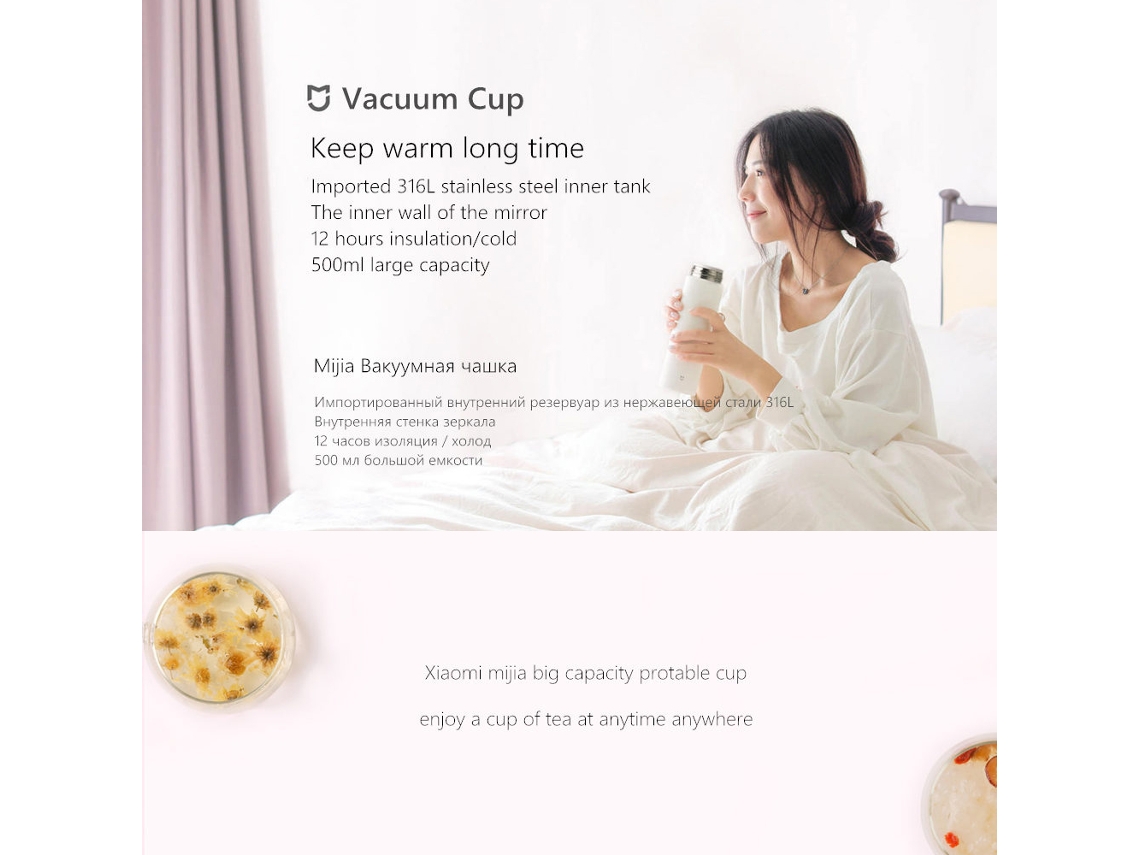 Garrafa Térmica Xiaomi 500ml Inox 316l Isolada 12h Mantém Quente/frio Portátil Leak Proof Presente Ideal