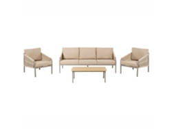 Conjunto De Sofás De Exterior Para 5 Pessoas Com Mesa Beliani Murato De Alumínio Creme 190x69x75