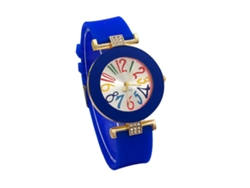 Reloj De Pulsera De Moda Para Mujer Con Correa De Gel De Sílice Y Números Arábigos Azul Real.