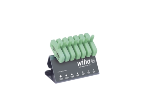 WIHA Juego de llaves Allen con mango de llave TORX PLUS®, de 8 unid., acabado en oxidación negra, incl. soporte de banco de trabajo (26261)
