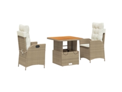 Maison Exclusive - Set Comedor De Jardín 3 Pzas Con Cojines Ratán Sintético Beige