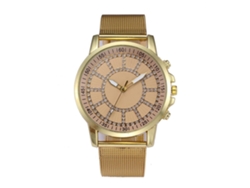 Reloj Cuarzo Unisex Con Cinturón De Alambre De Aleación Y Piedras Strass Dorado