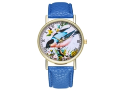 Reloj De Pulsera Analógico De Cuarzo Azul Real Con Correa De Cuero De Diseño Redondo.