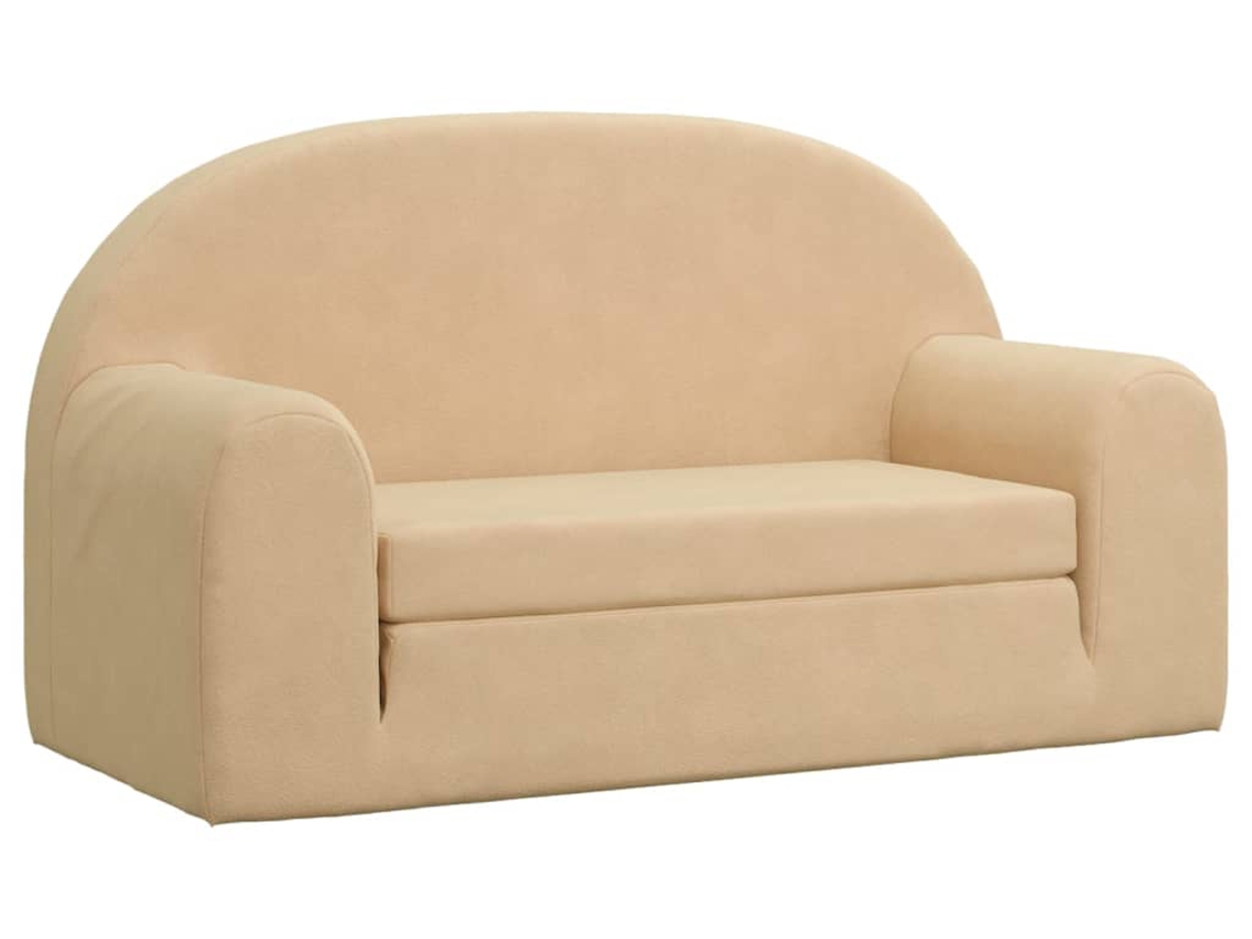 vidaXL Sofá cama infantil 2 plazas felpa suave crema