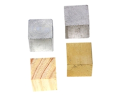 Juego De 4 Cubos De Densidad En Cobre, Hierro, Madera Y Metal.