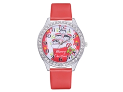 Reloj De Cuarzo Con Correa Pu Casual Patrón Navideño Unisex Regalo (rojo)