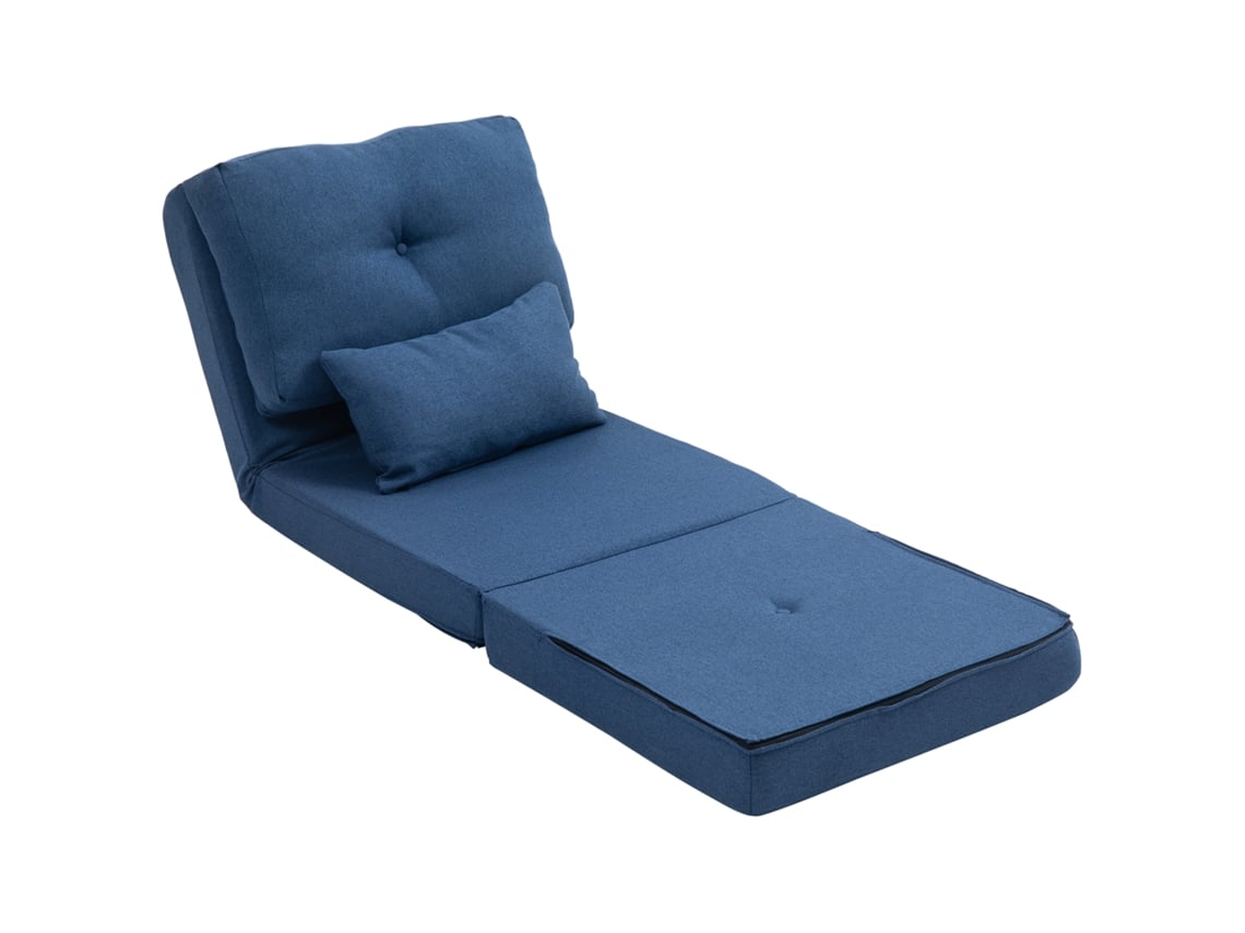 Sofá-cama, Poltrona Descapotável (1 Lugar) Com 1 Almofada E Encosto Ajustável, Azul-escuro
