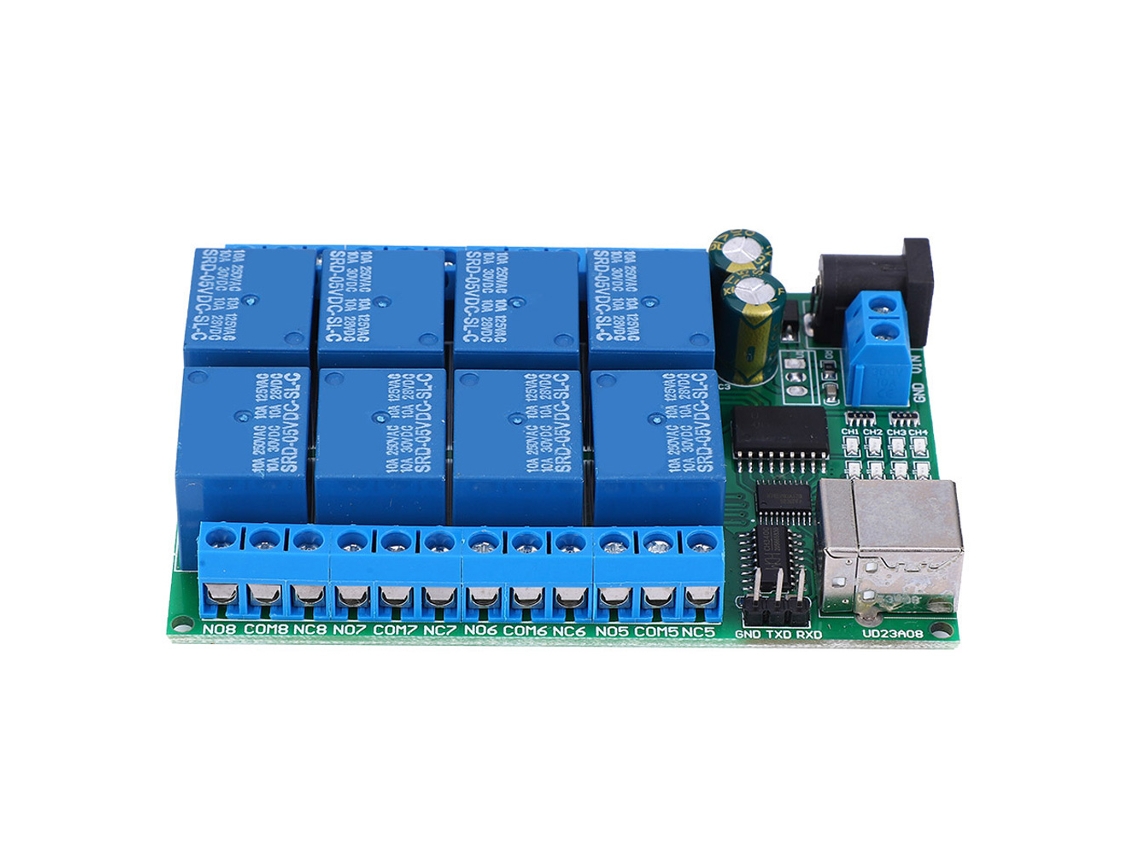 Módulo De Relé Usb De 8 Canales Con Puerto Serie Uart, Control Por Ordenador, 5 V Cc, Windows/linux