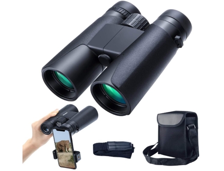 Binoculares 12x42 para adultos, binoculares compactos portátiles e impermeables con visión nocturna con poca luz, binoculares HD transparentes de a...