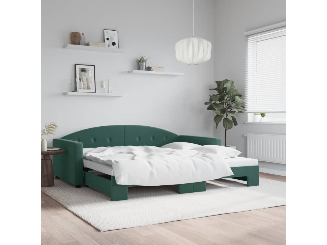 Sofá Cama Nido Terciopelo Verde Oscuro 100x200 Cm