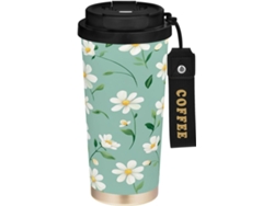 Taza de café Daisy de acero inoxidable con doble pared y aislamiento al vacío, libre de BPA, sin marca.