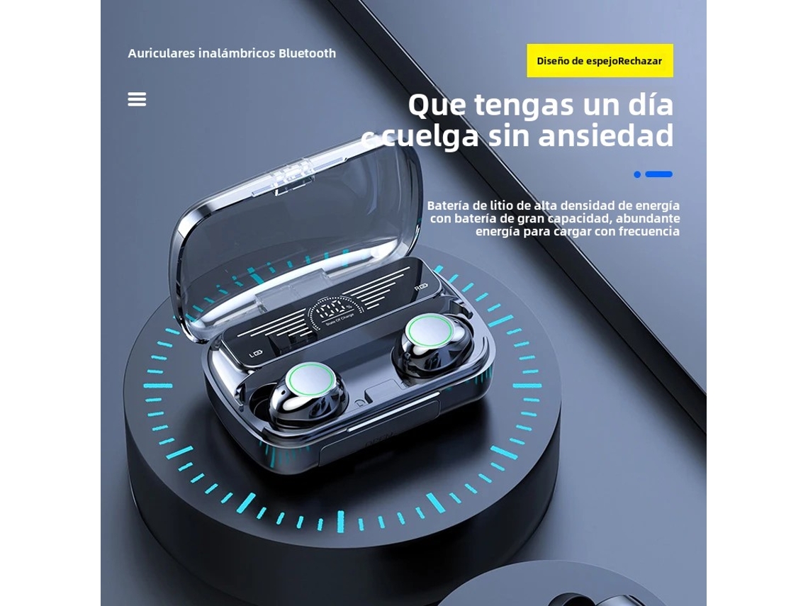 Auriculares inalámbricos Bluetooth TG02 TWS 5.1 con micrófono y cargador de 3000 mAh con pantalla LED Vayotoy