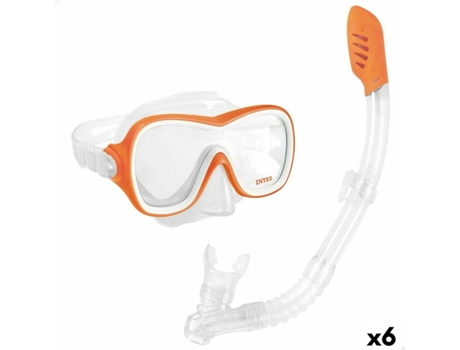 Gafas de Buceo con Tubo Intex Wave Rider Naranja (6 Unidades)