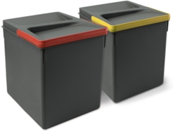 EMUCA Kit Cubo De Basura De Reciclaje Para Cajón De Cocina Altura Reciclaje 266Mm- 2X15Litros- Plástico Gris Antracita