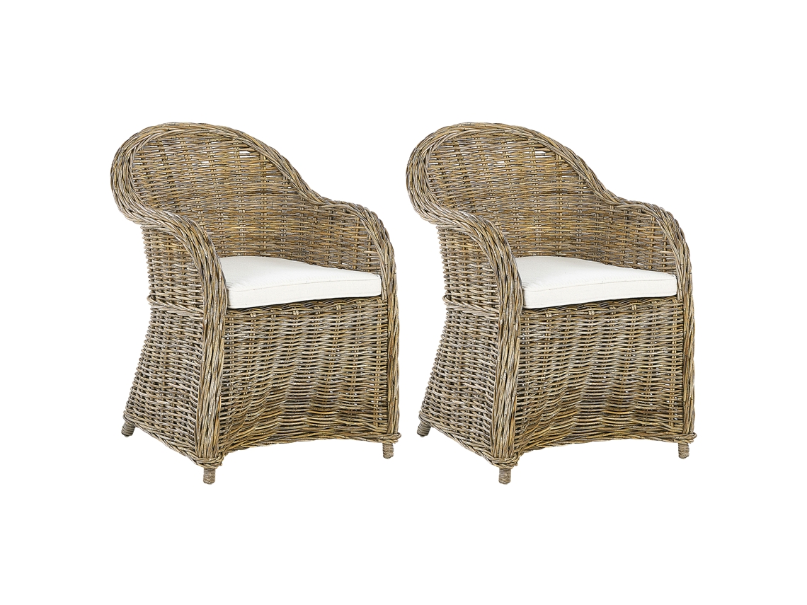 Conjunto de 2 sillas BELIANI Susua de Ratán Natural 54x67x87
