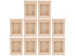 Juego de 10 cajas de regalo Kraft para galletas y pasteles, cajas de almacenamiento para manualidades con ventana transparente. Hengjian
