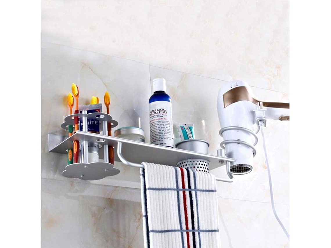 Soporte multifuncional de aluminio para secador de pelo, soporte para secador de pelo, estante de baño Ly Ebike