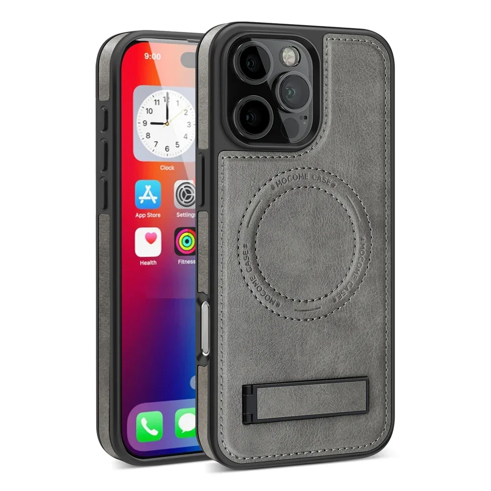 (iphone 15 Pro Max, Gris) Funda Magsafe Para Iphone, Con Soporte Y Fuerte Fijación Magnética.
